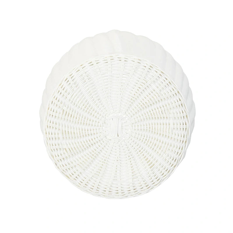 Pedestal de resina imitación mimbre, blanco, corto, individual