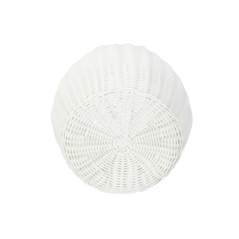Pedestal de resina imitación mimbre, blanco, corto, individual