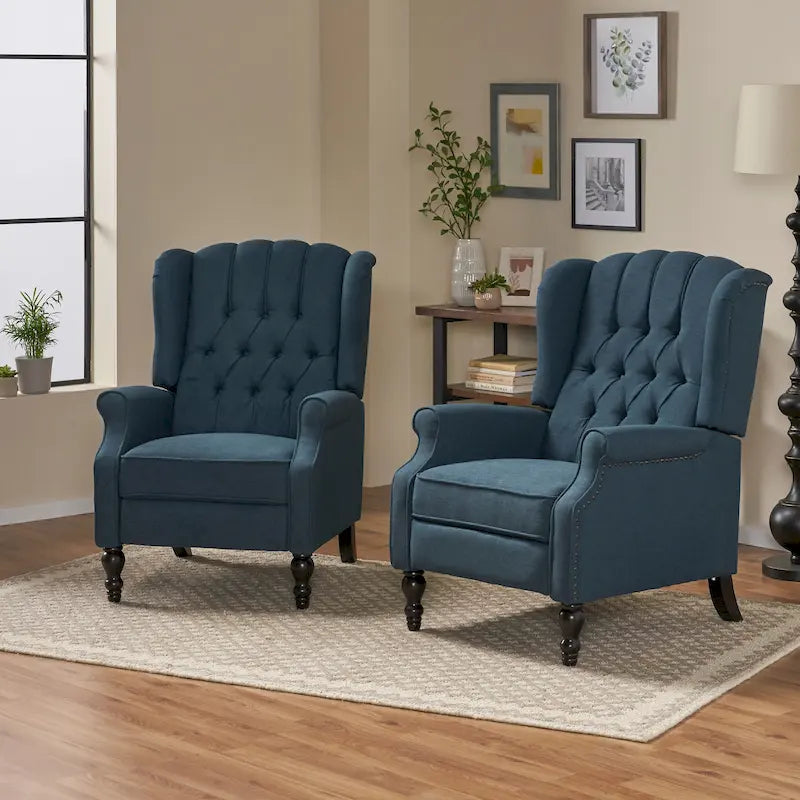 Sillón reclinable tapizado multicolor con respaldo reclinable, juego de 2