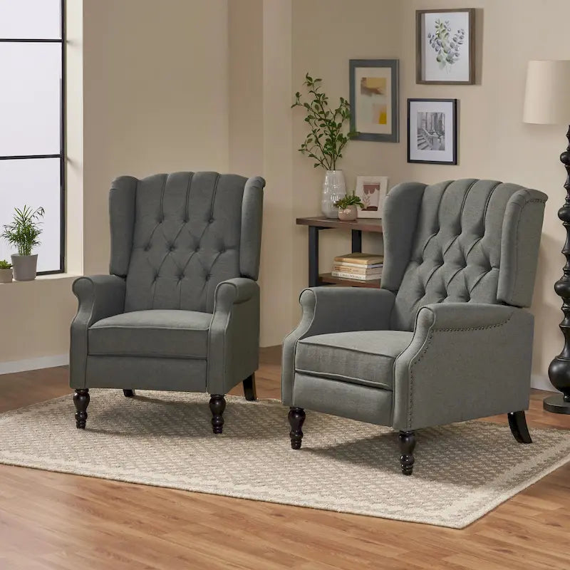 Sillón reclinable tapizado multicolor con respaldo reclinable, juego de 2