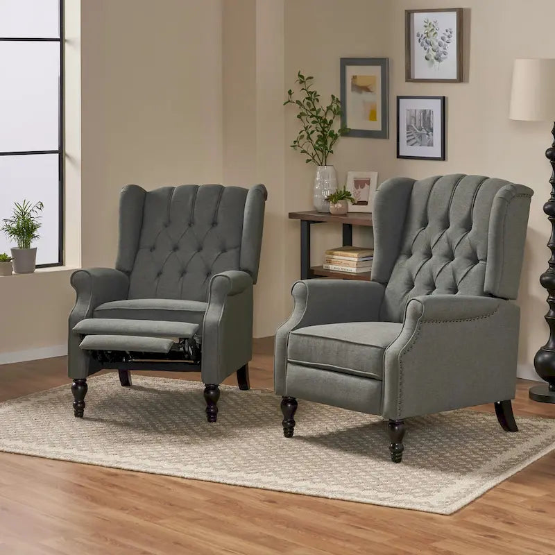 Sillón reclinable tapizado multicolor con respaldo reclinable, juego de 2