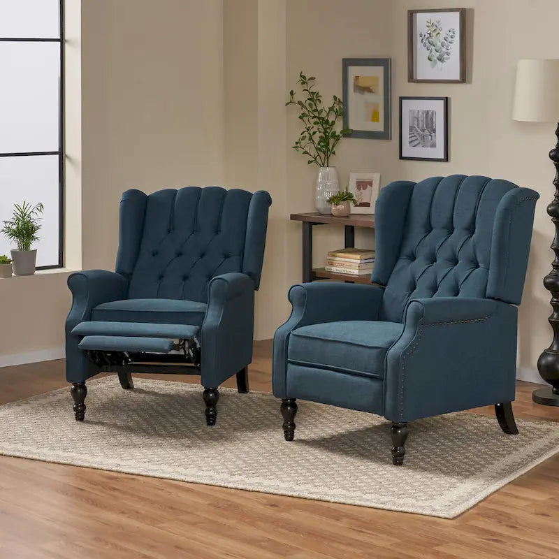 Sillón reclinable tapizado multicolor con respaldo reclinable, juego de 2