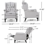 Sillón reclinable tapizado multicolor con respaldo reclinable, juego de 2