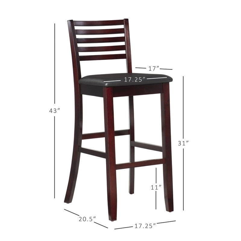 Taburete de bar Espresso Ladder Back, individual, marrón oscuro