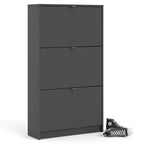 Zapatero de 3 cajones, estilo escandinavo, negro mate/blanco/gris mate