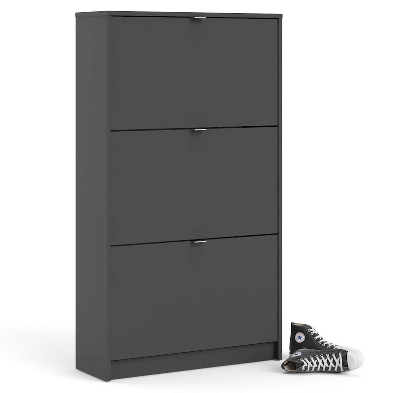 Zapatero de 3 cajones, estilo escandinavo, negro mate/blanco/gris mate