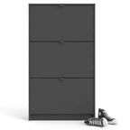 Zapatero de 3 cajones, estilo escandinavo, negro mate/blanco/gris mate