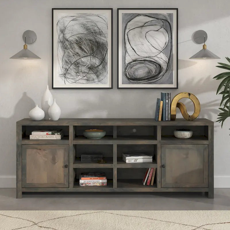 Mueble de TV/Consola rústico de madera de granero de 84 pulgadas, para televisores de hasta 95 pulgadas