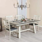 Mesa de comedor rectangular desgastada de color blanco roto y madera de caucho de 64.5 - 29.25 H x 64.57 An x 35.43 P