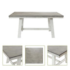 Mesa de comedor rectangular desgastada de color blanco roto y madera de caucho de 64.5 - 29.25 H x 64.57 An x 35.43 P
