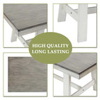Mesa de comedor rectangular desgastada de color blanco roto y madera de caucho de 64.5 - 29.25 H x 64.57 An x 35.43 P