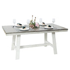 Mesa de comedor rectangular desgastada de color blanco roto y madera de caucho de 64.5 - 29.25 H x 64.57 An x 35.43 P
