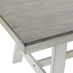 Mesa de comedor rectangular desgastada de color blanco roto y madera de caucho de 64.5 - 29.25 H x 64.57 An x 35.43 P