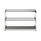 Mesa consola de sofá de cristal contemporáneo de cromo de 2 estantes