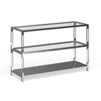 Mesa consola de sofá de cristal contemporáneo de cromo de 2 estantes