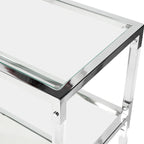 Mesa consola de sofá de cristal contemporáneo de cromo de 2 estantes