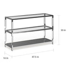 Mesa consola de sofá de cristal contemporáneo de cromo de 2 estantes