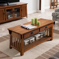 Mesa de centro de madera estilo misionero en tono marrón