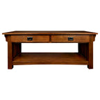 Mesa de centro de madera estilo misionero en tono marrón