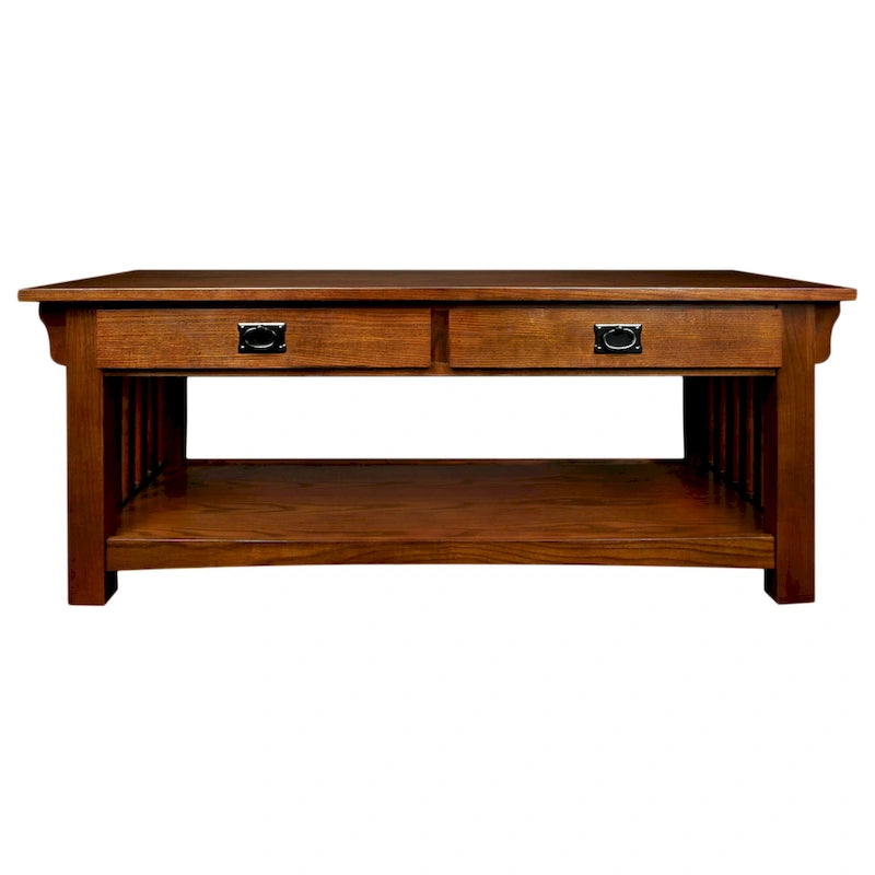 Mesa de centro de madera estilo misionero en tono marrón