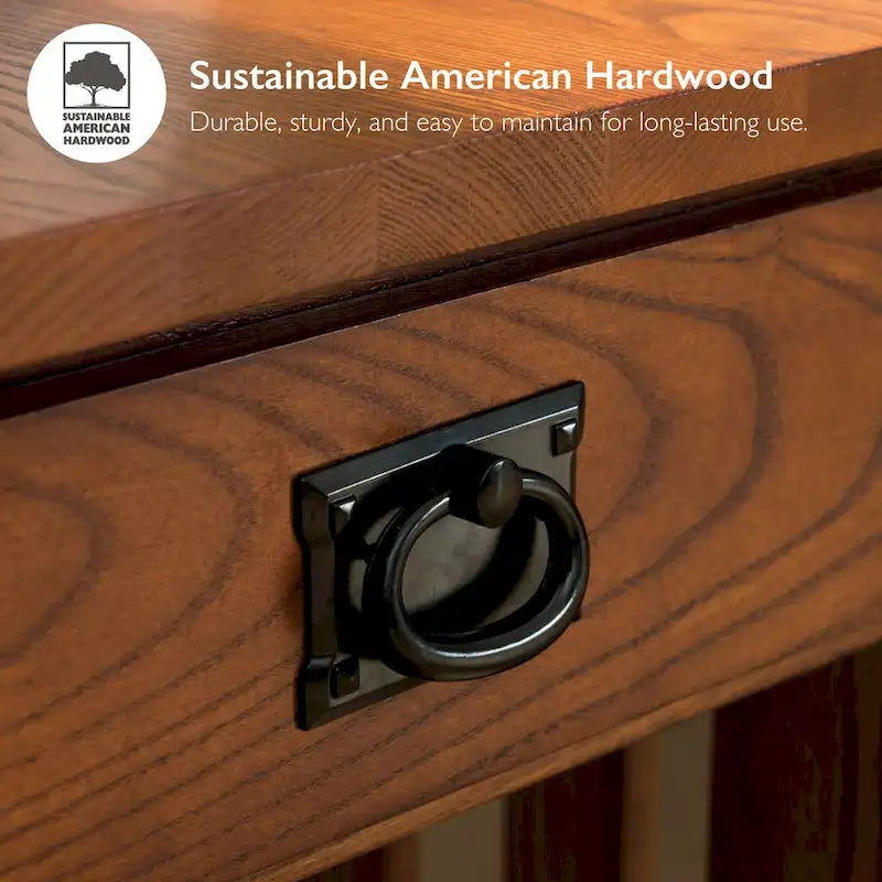 Mesa de centro de madera estilo misionero en tono marrón