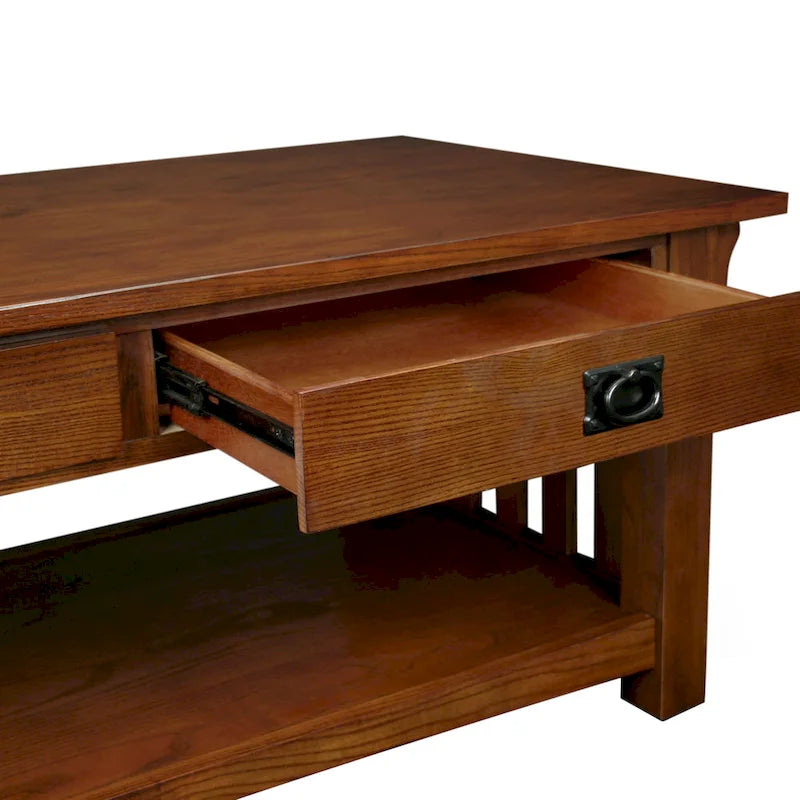 Mesa de centro de madera estilo misionero en tono marrón