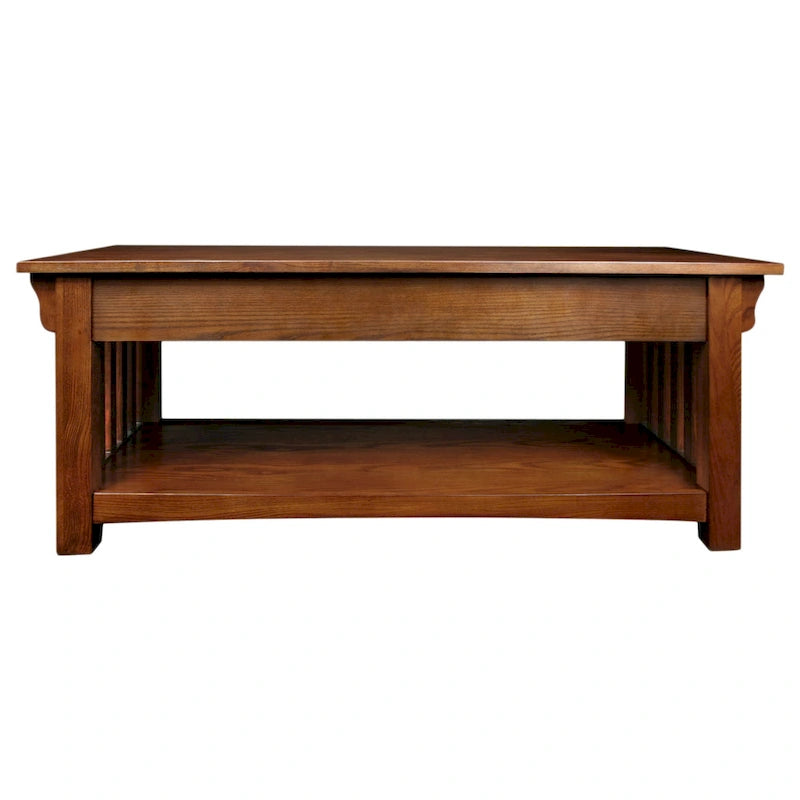 Mesa de centro de madera estilo misionero en tono marrón