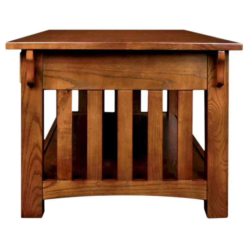Mesa de centro de madera estilo misionero en tono marrón