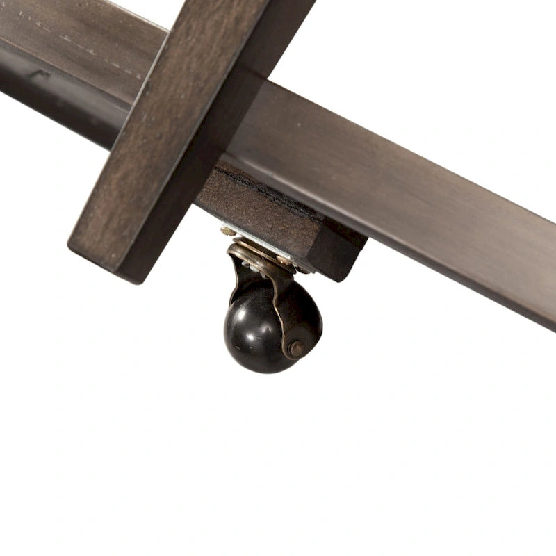 Mesa de centro ovalada Espresso Stone Wood Top, 1 estante, con ruedas