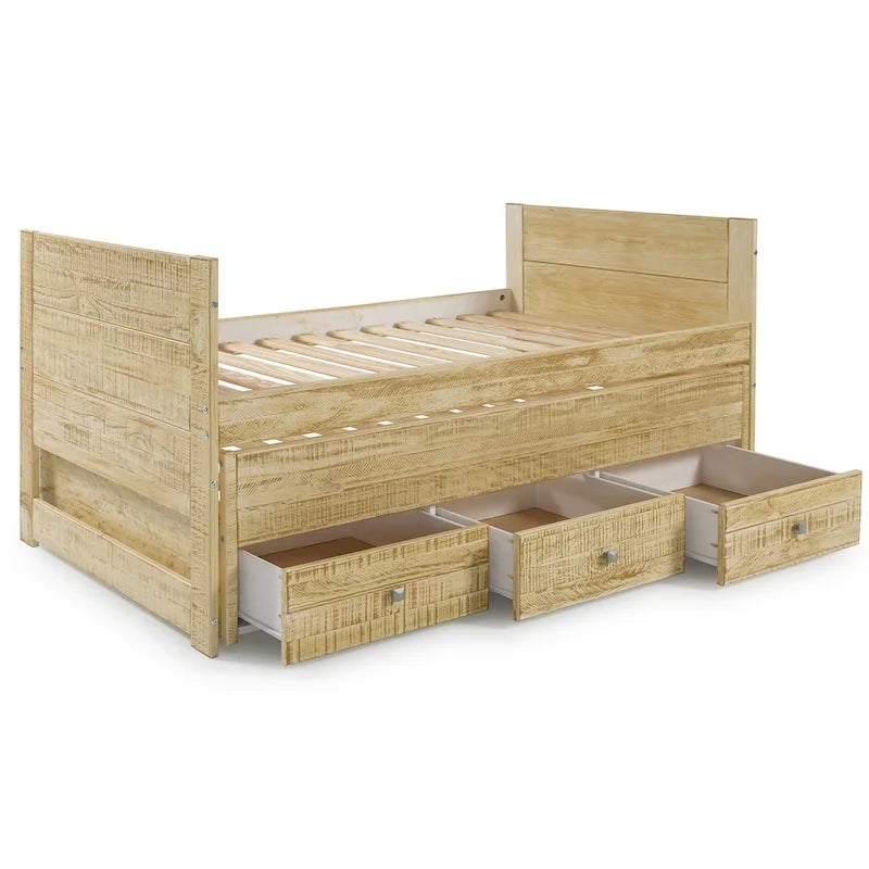 Cama doble multicolor con nido y 3 cajones de almacenamiento, para 2 personas
