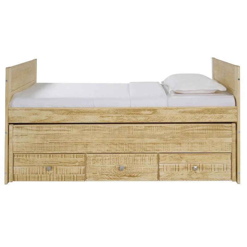 Cama doble multicolor con nido y 3 cajones de almacenamiento, para 2 personas