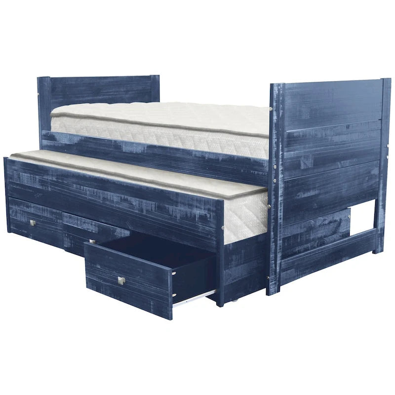 Cama doble multicolor con nido y 3 cajones de almacenamiento, para 2 personas
