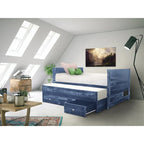 Cama doble multicolor con nido y 3 cajones de almacenamiento, para 2 personas