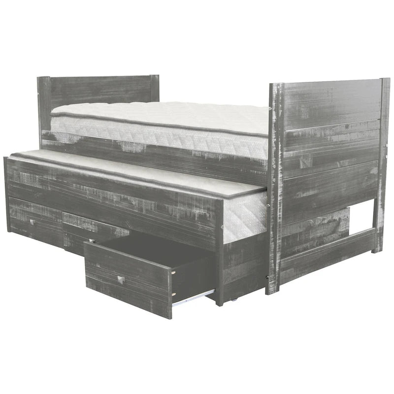 Cama doble multicolor con nido y 3 cajones de almacenamiento, para 2 personas