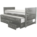 Cama doble multicolor con nido y 3 cajones de almacenamiento, para 2 personas