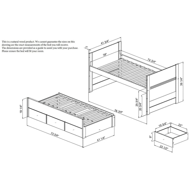 Cama doble multicolor con nido y 3 cajones de almacenamiento, para 2 personas