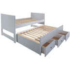 Cama doble multicolor con nido y 3 cajones de almacenamiento, para 2 personas
