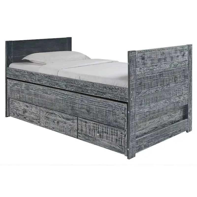Cama doble multicolor con nido y 3 cajones de almacenamiento, para 2 personas