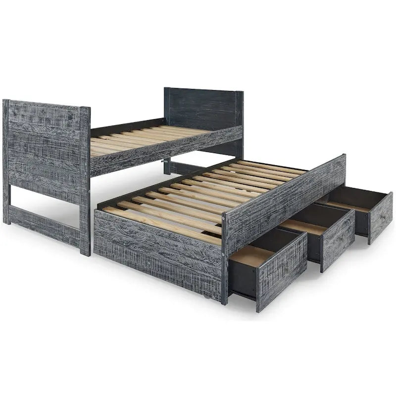 Cama doble multicolor con nido y 3 cajones de almacenamiento, para 2 personas