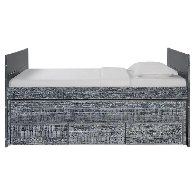 Cama doble multicolor con nido y 3 cajones de almacenamiento, para 2 personas
