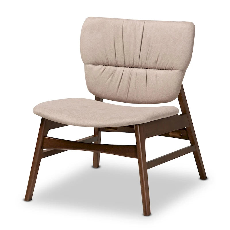 Sillón decorativo capitoné estilo Mid-Century, individual, beige/gris