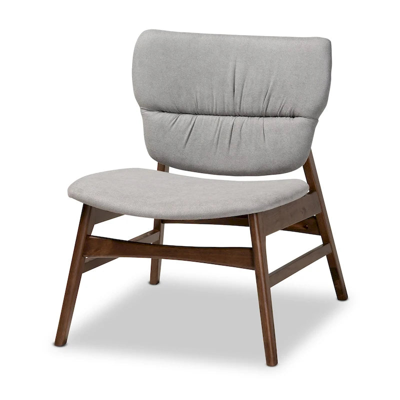 Sillón decorativo capitoné estilo Mid-Century, individual, beige/gris