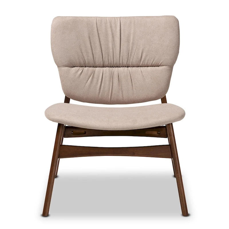 Sillón decorativo capitoné estilo Mid-Century, individual, beige/gris