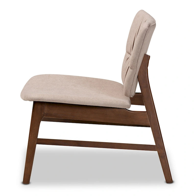 Sillón decorativo capitoné estilo Mid-Century, individual, beige/gris