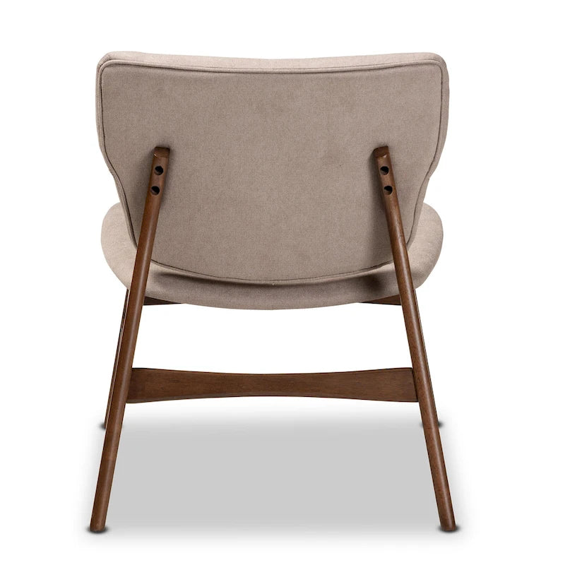 Sillón decorativo capitoné estilo Mid-Century, individual, beige/gris