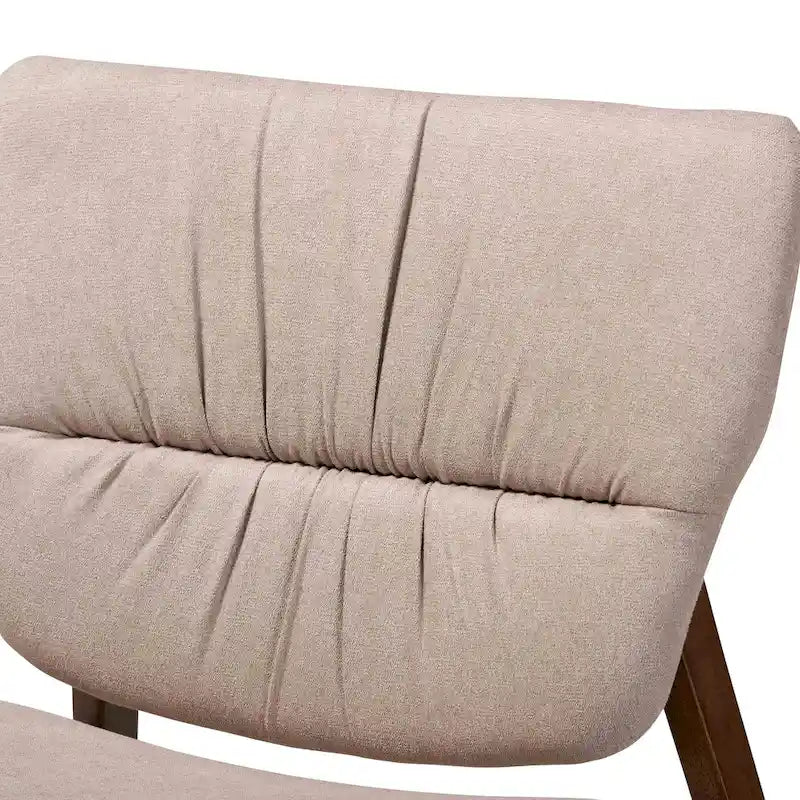Sillón decorativo capitoné estilo Mid-Century, individual, beige/gris