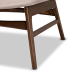 Sillón decorativo capitoné estilo Mid-Century, individual, beige/gris