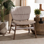 Sillón decorativo capitoné estilo Mid-Century, individual, beige/gris