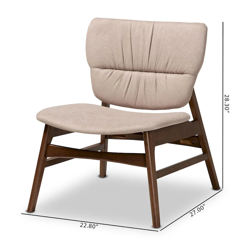 Sillón decorativo capitoné estilo Mid-Century, individual, beige/gris