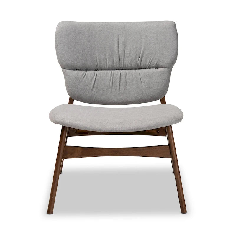 Sillón decorativo capitoné estilo Mid-Century, individual, beige/gris